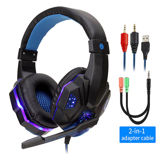 Professional Led Light Wired Gaming Headphones with Microphone for Computer PS4 PS5 Xbox Bass Stereo PC Gaming Headset Gifts