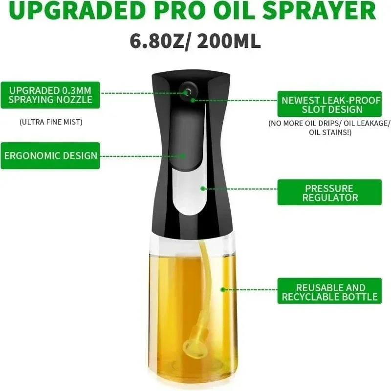 200Ml / 300Ml Multipurpose Oil Spray Bottle for Cooking and Grilling with Dropper Bottle Glass Sprayer Dispenser