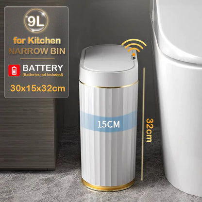 7/9L Automatic Sensor Trash Can Fashionable Roman Striped Bathroom Toilet Smart Trash Can Kitchen Induction Garbage Bin Dustbin