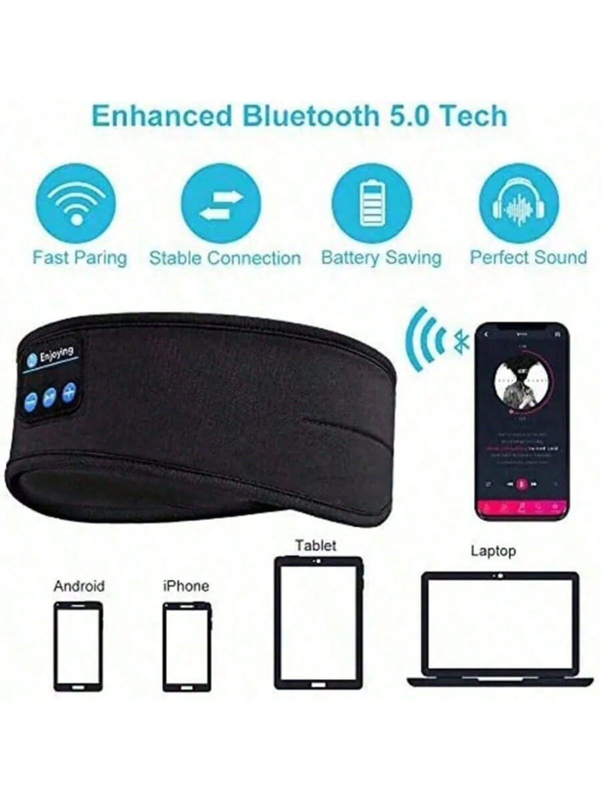 Wireless Bluetooth Speaker Headscarf Wireless Music Sleep Headset Sports Headband Built-In Sleep Music Eye Mask Travel Headset