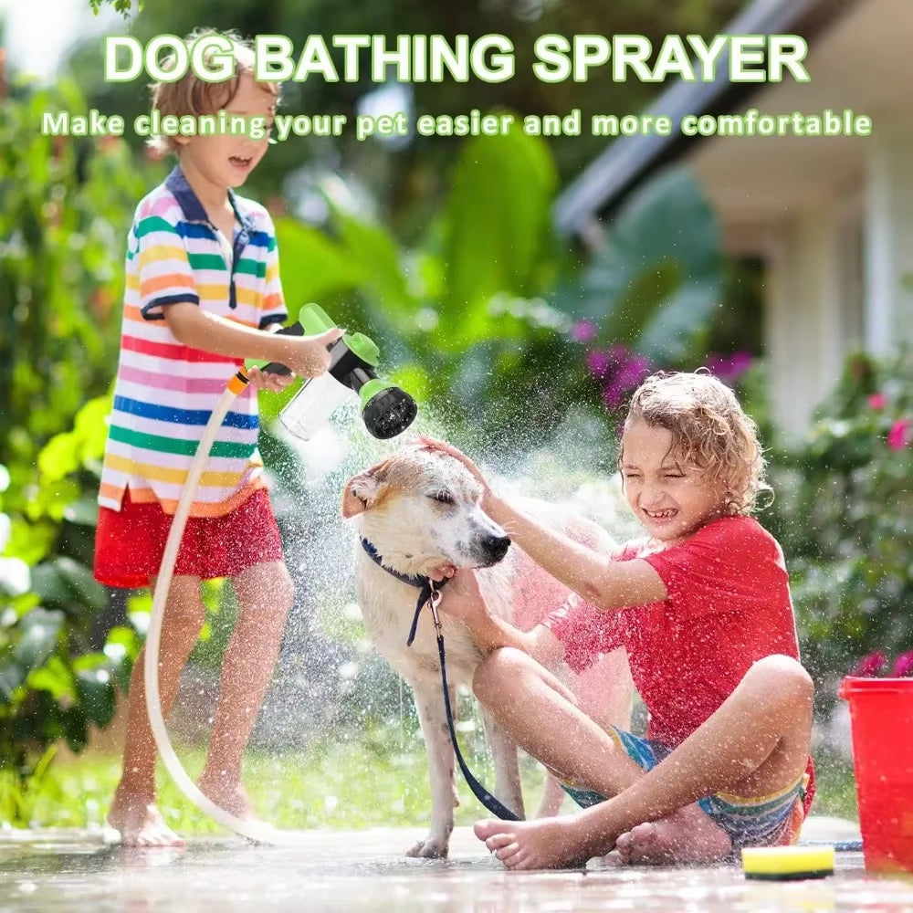 Dog Shower Sprayer 8 in 1 Pet Bath Cleaning Cat Dog Shower Gun High-Pressure Hose Nozzle Foam Garden Car Animal Dog Wash Tool